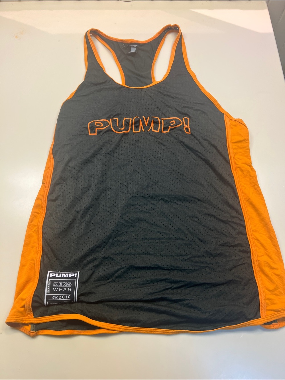 PUMP! Men's Black & Orange Performance Tank razorback